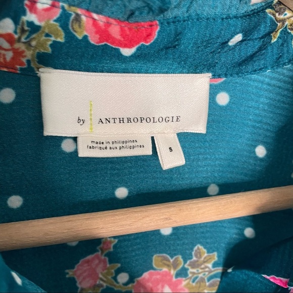 Anthropologie | Wellesley Ballon Sleeve Button Up Polka Dot Floral Blouse - Picture 6 of 9